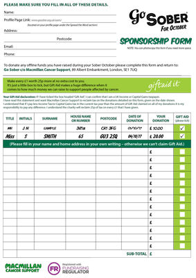 go sober donation forms donation slip