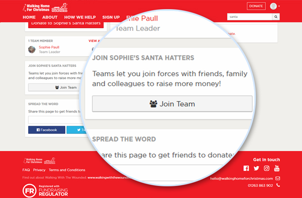 Screenshot of join team button