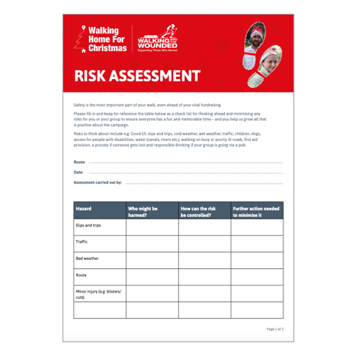 Risk Assessment Walking Home For Christmas 2021