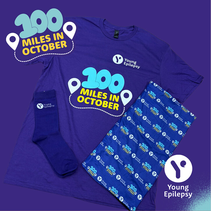 100 Miles in October - T-shirt, socks, and snood.